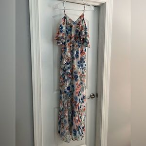 Tanya Taylor | Lorena Maxi Dress | Size 0 | Floral | White, Orange, Blue |